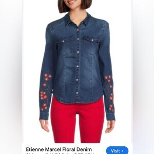 Etienne Marcel Embroidered Denim Shirt size S